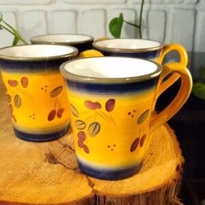 Set of 4 StoneLite Floral Bold Color Mugs